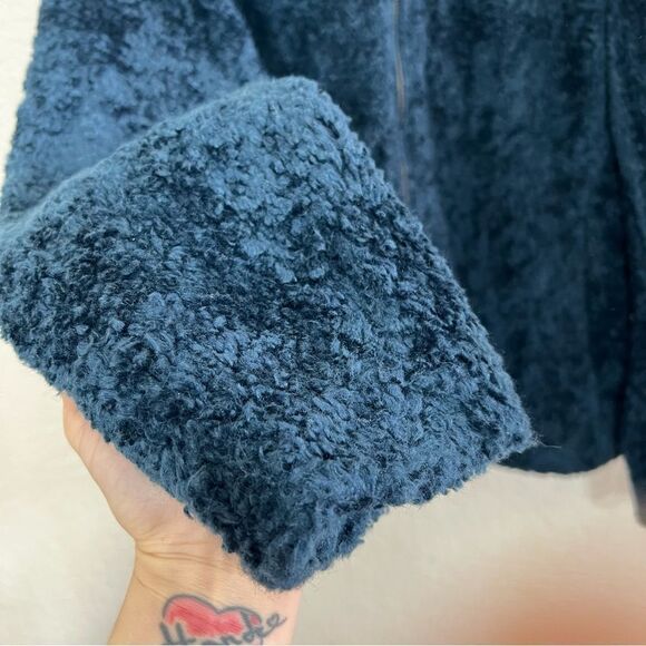 PENDLETON Coat Navy Blue Full Zip Teddy Jacket Wool Plaid Flannel Accents XL - Picture 10 of 15